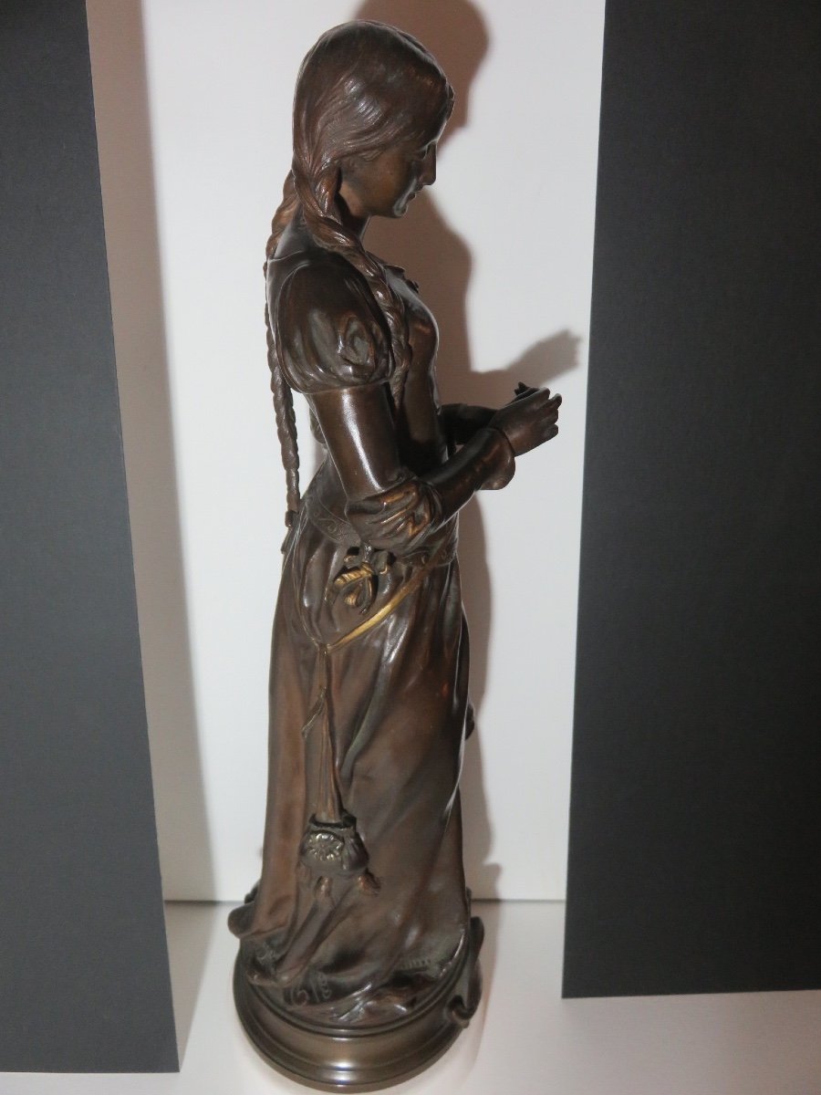 Bronze By Adrien Etienne Gaudez (1845-1902). "marguerite" 19th Century-photo-4