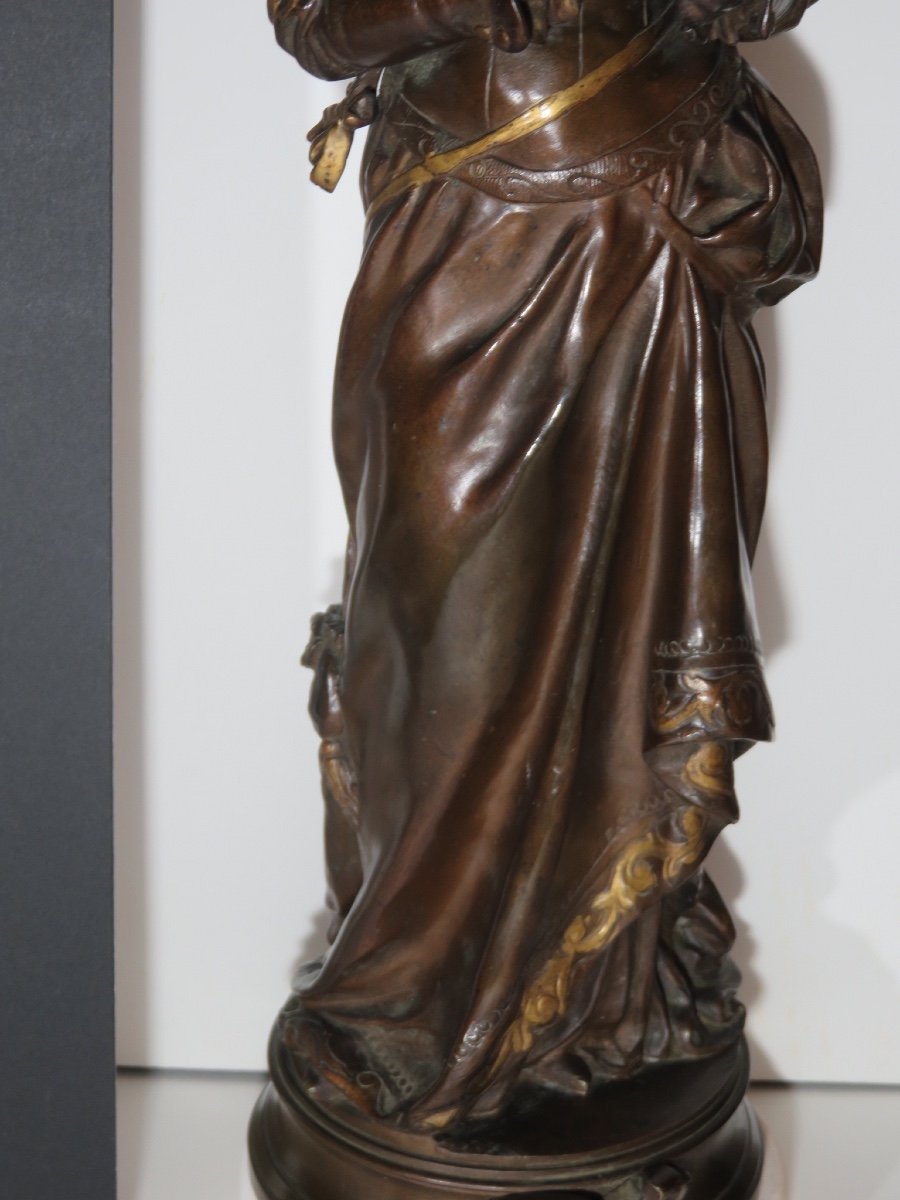 Bronze By Adrien Etienne Gaudez (1845-1902). "marguerite" 19th Century-photo-3