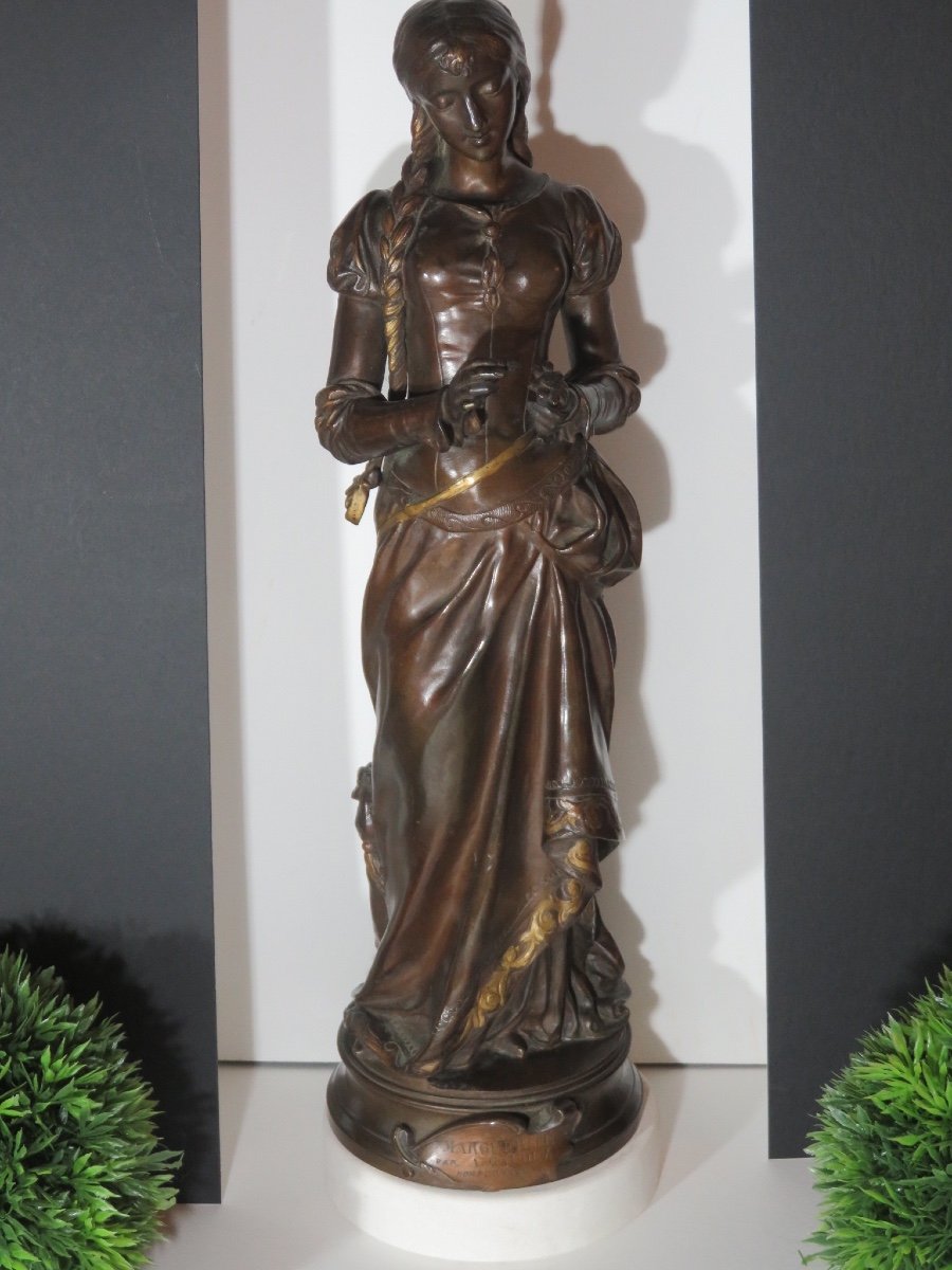 Bronze By Adrien Etienne Gaudez (1845-1902). "marguerite" 19th Century-photo-8
