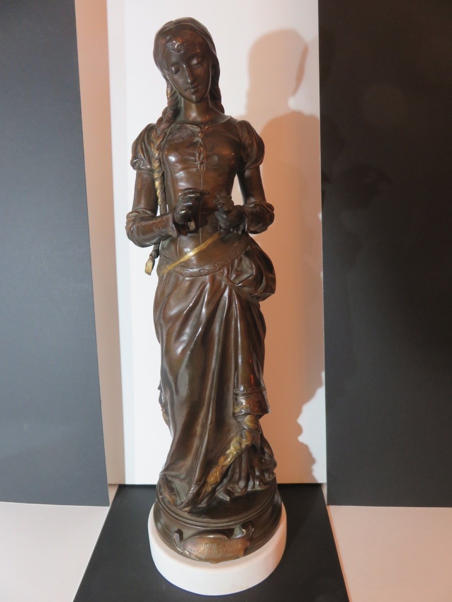 Bronze By Adrien Etienne Gaudez (1845-1902). "marguerite" 19th Century