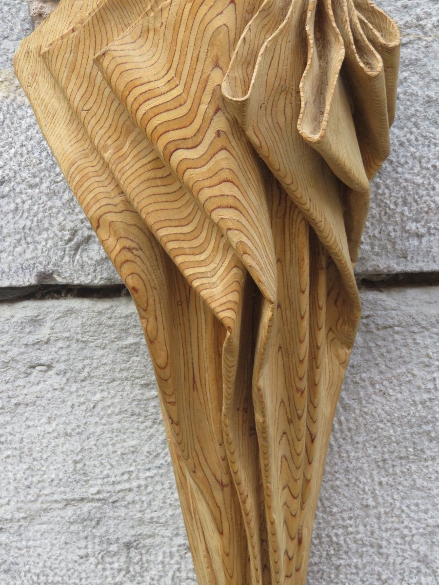 Sculpture en bois , en trompe l'oeil  ,  " Parapluie " de Guy Burais ( 1911- 2004 )-photo-3