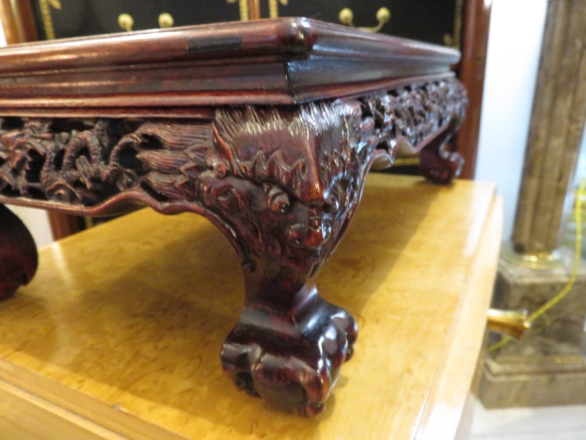 Small Chinese Scholar's Table With Crosspieces Carved With Dragons  -photo-2