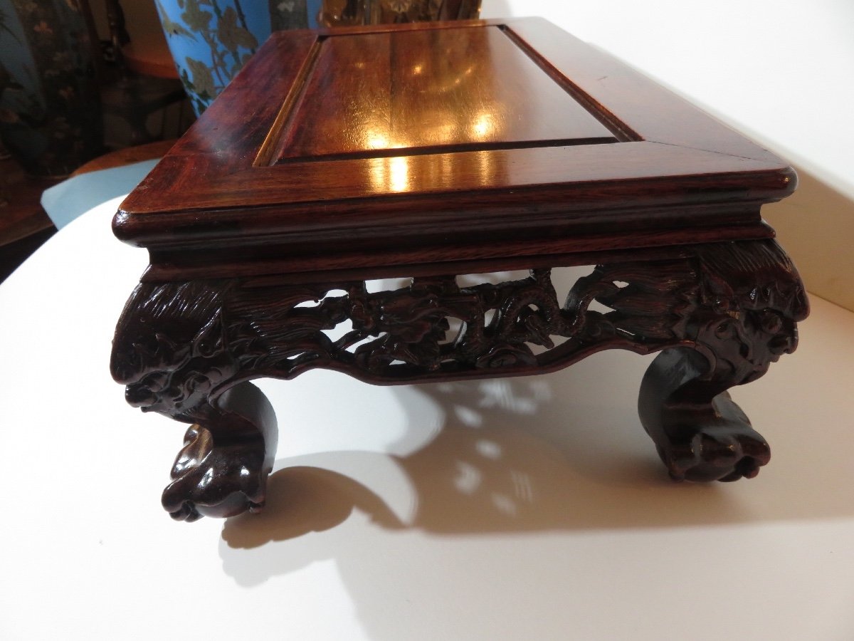Small Chinese Scholar's Table With Crosspieces Carved With Dragons  -photo-4