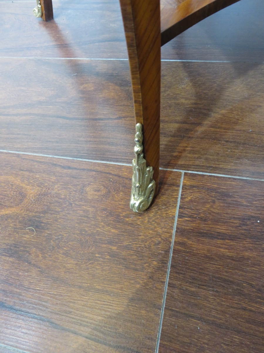Small Marquetry Table, Curved On All Four Sides, Louis XV Style, 20th Century-photo-2