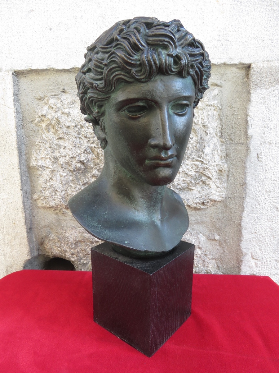 Sculpture tête dite " de Bénévent " réplique du Musée du Louvre  XXème-photo-2