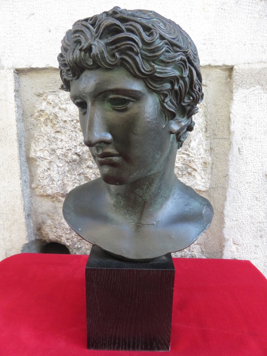Sculpture tête dite " de Bénévent " réplique du Musée du Louvre  XXème-photo-5
