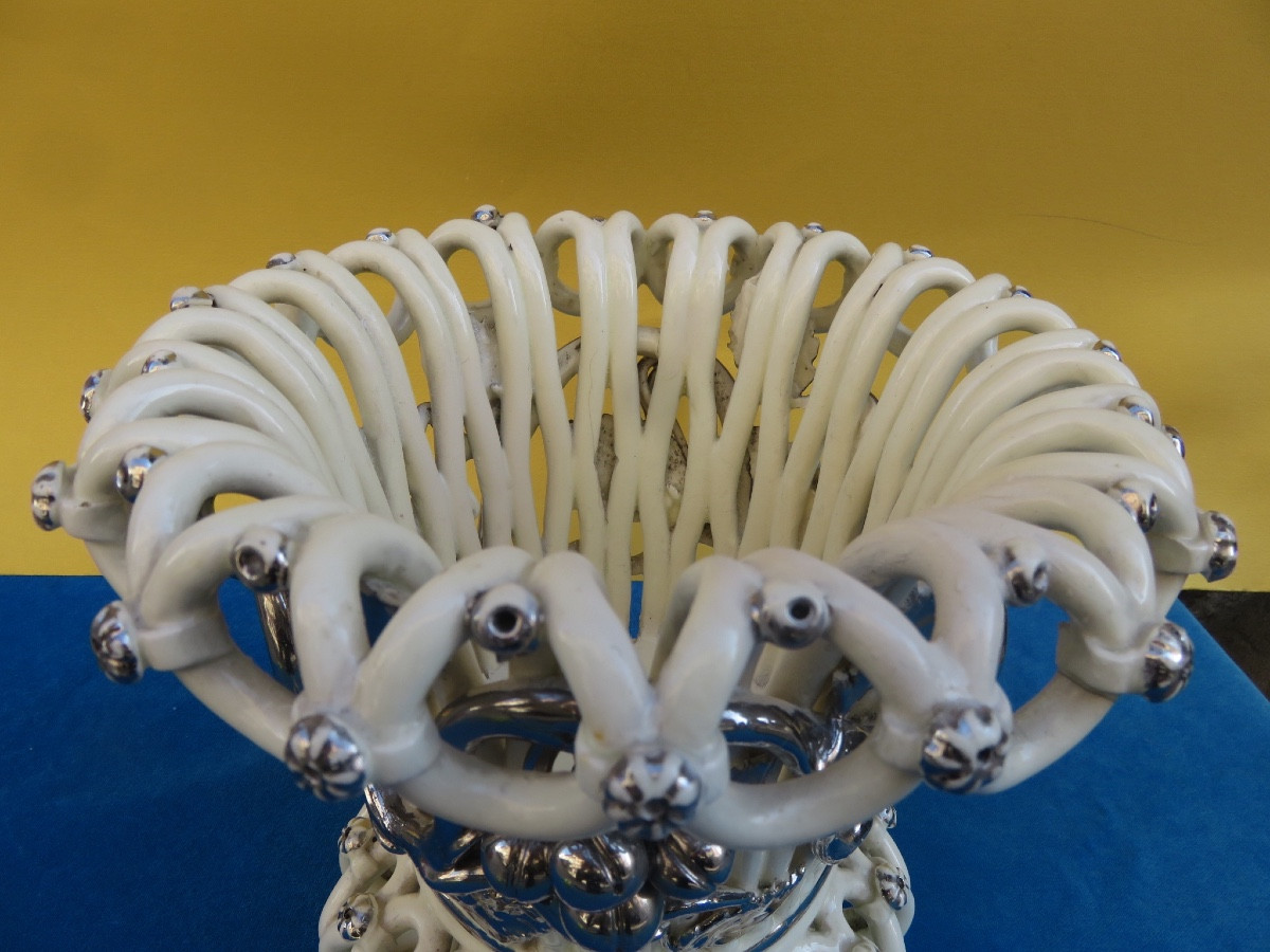 Langeais Earthenware Flowerpot, Platinum Decoration, Signed Charles De Boissimon, 19th Century-photo-4