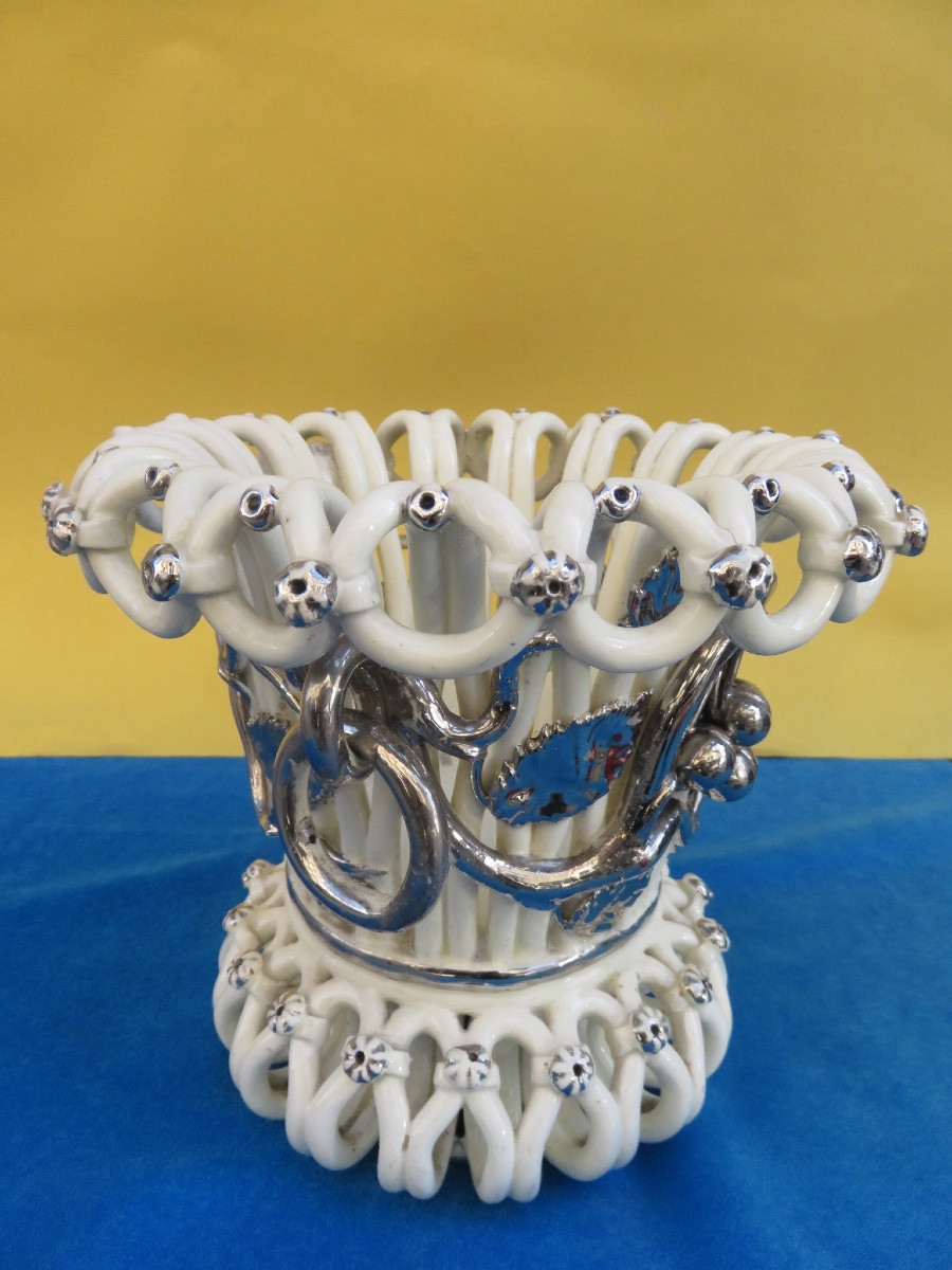 Langeais Earthenware Flowerpot, Platinum Decoration, Signed Charles De Boissimon, 19th Century-photo-6
