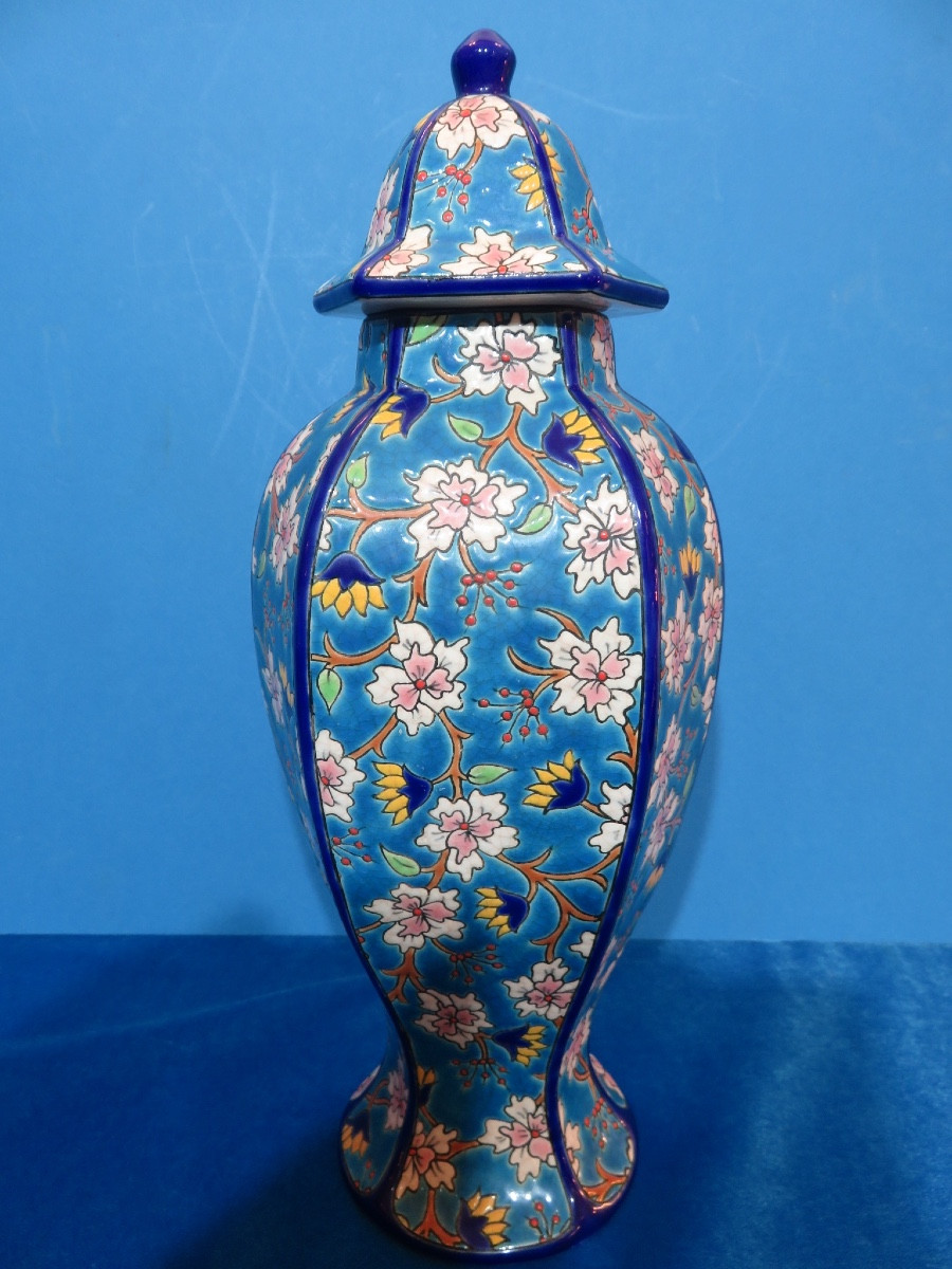 Covered Vase With Cut Sides In Longwy Enamels-photo-7
