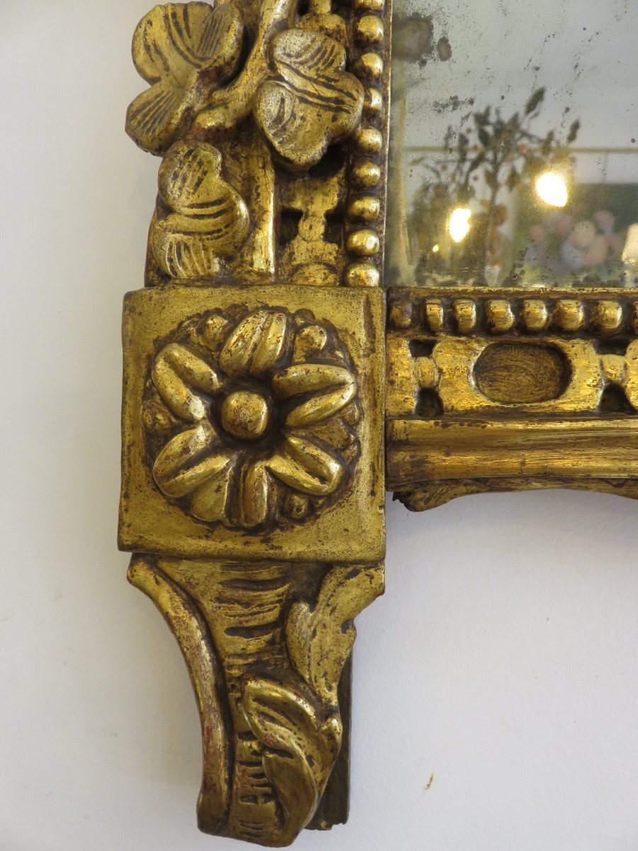 Miroir en bois doré époque XVIII siècle -photo-2