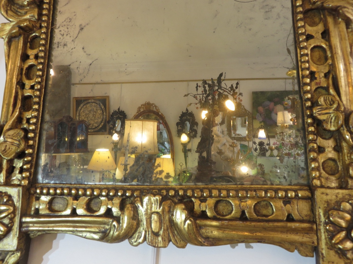 Miroir en bois doré époque XVIII siècle -photo-4