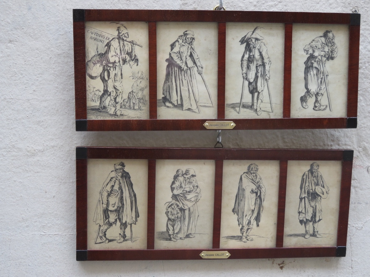 Set Of Eight Engravings After Jacques Callot (1592-1635) From The Series "capitaine De Baroni"