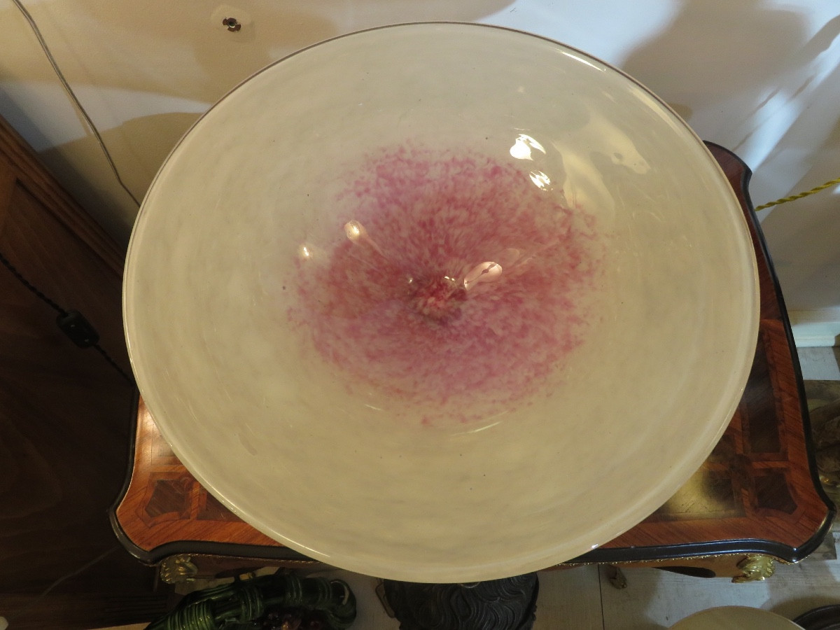 André Delatte ( 1887- 1953 )  Nancy coupe en verre marmoréen de 40 cm de diamètre -photo-6