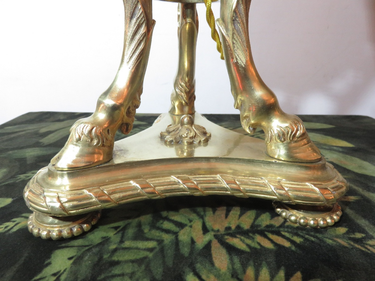 Important 19th Century Athenian Lamp With Gilded Bronze Decoration Of Fauns -photo-5