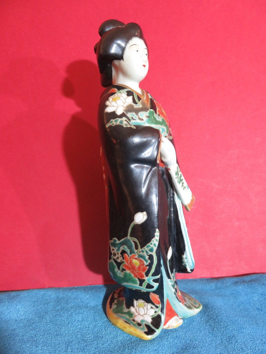 statuette japonaise  en porcelaine émaillée ,dans le style Kutani , XX ème -photo-2