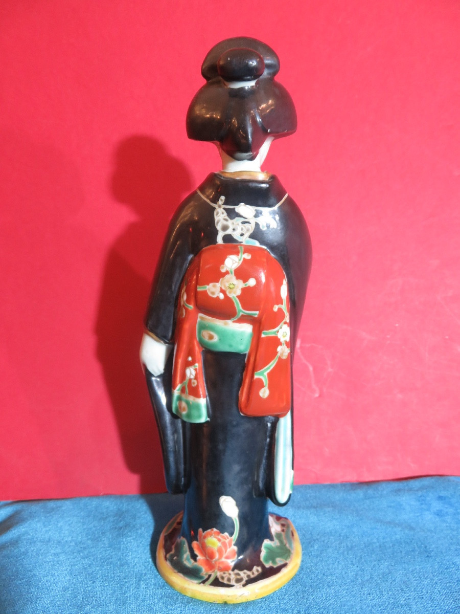 statuette japonaise  en porcelaine émaillée ,dans le style Kutani , XX ème -photo-3