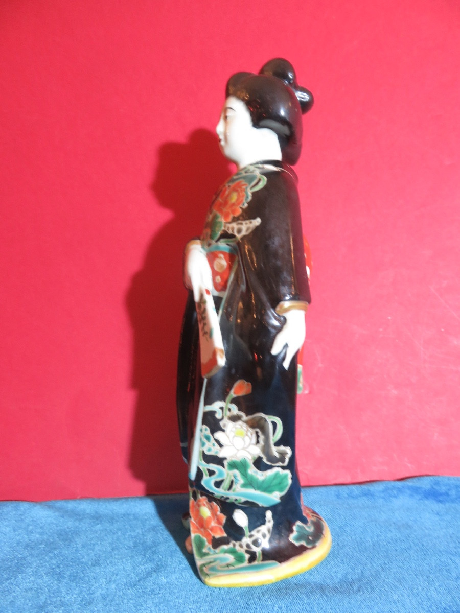 statuette japonaise  en porcelaine émaillée ,dans le style Kutani , XX ème -photo-4