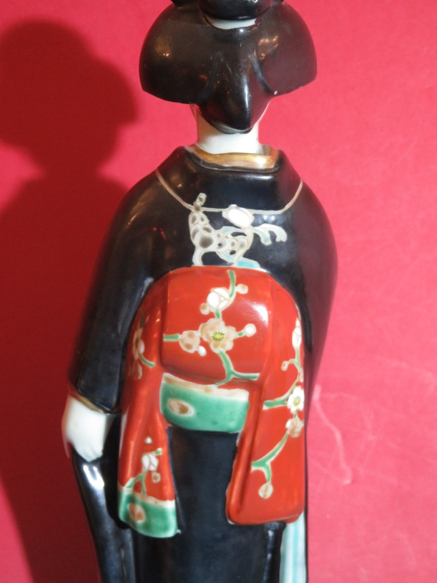 statuette japonaise  en porcelaine émaillée ,dans le style Kutani , XX ème -photo-2