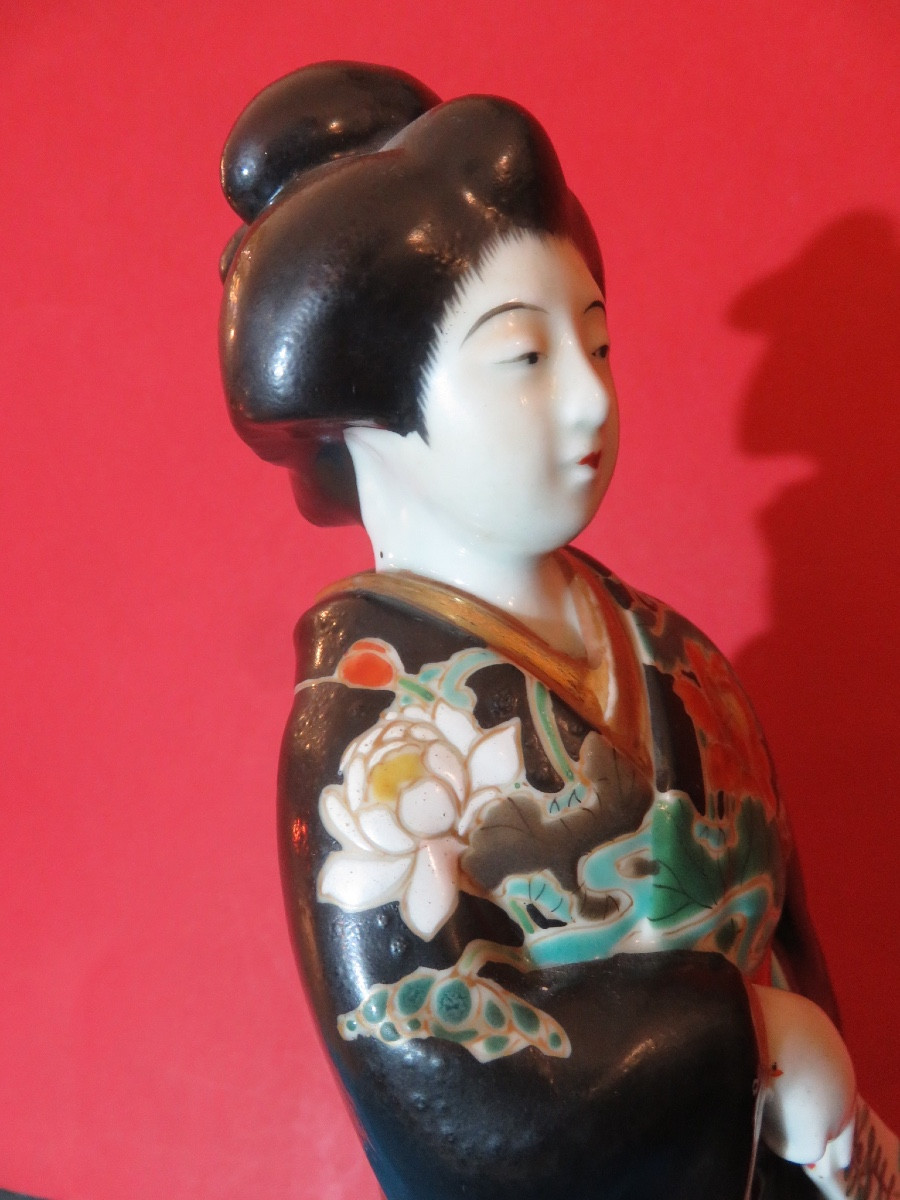 statuette japonaise  en porcelaine émaillée ,dans le style Kutani , XX ème -photo-7