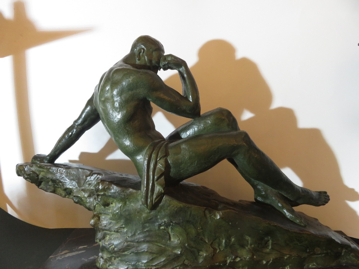 Bronze Sculpture "the Thinker" Signed Le Faguays (1892-1962) Foundry Stamp Ln.paris Jl-photo-2