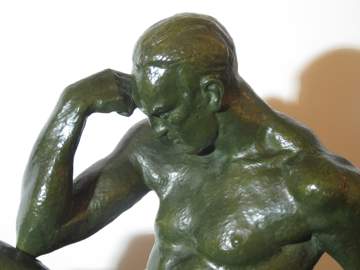Bronze Sculpture "the Thinker" Signed Le Faguays (1892-1962) Foundry Stamp Ln.paris Jl-photo-3