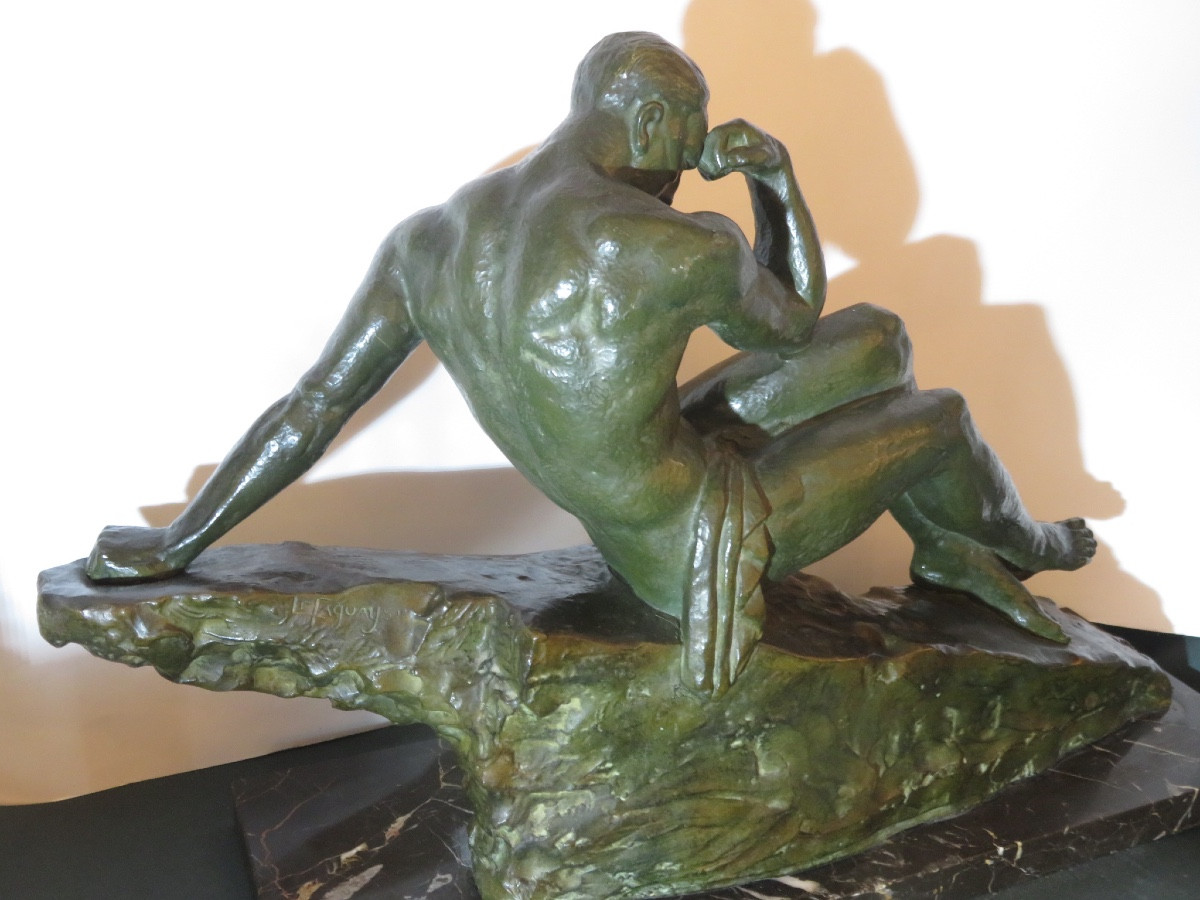Bronze Sculpture "the Thinker" Signed Le Faguays (1892-1962) Foundry Stamp Ln.paris Jl-photo-6