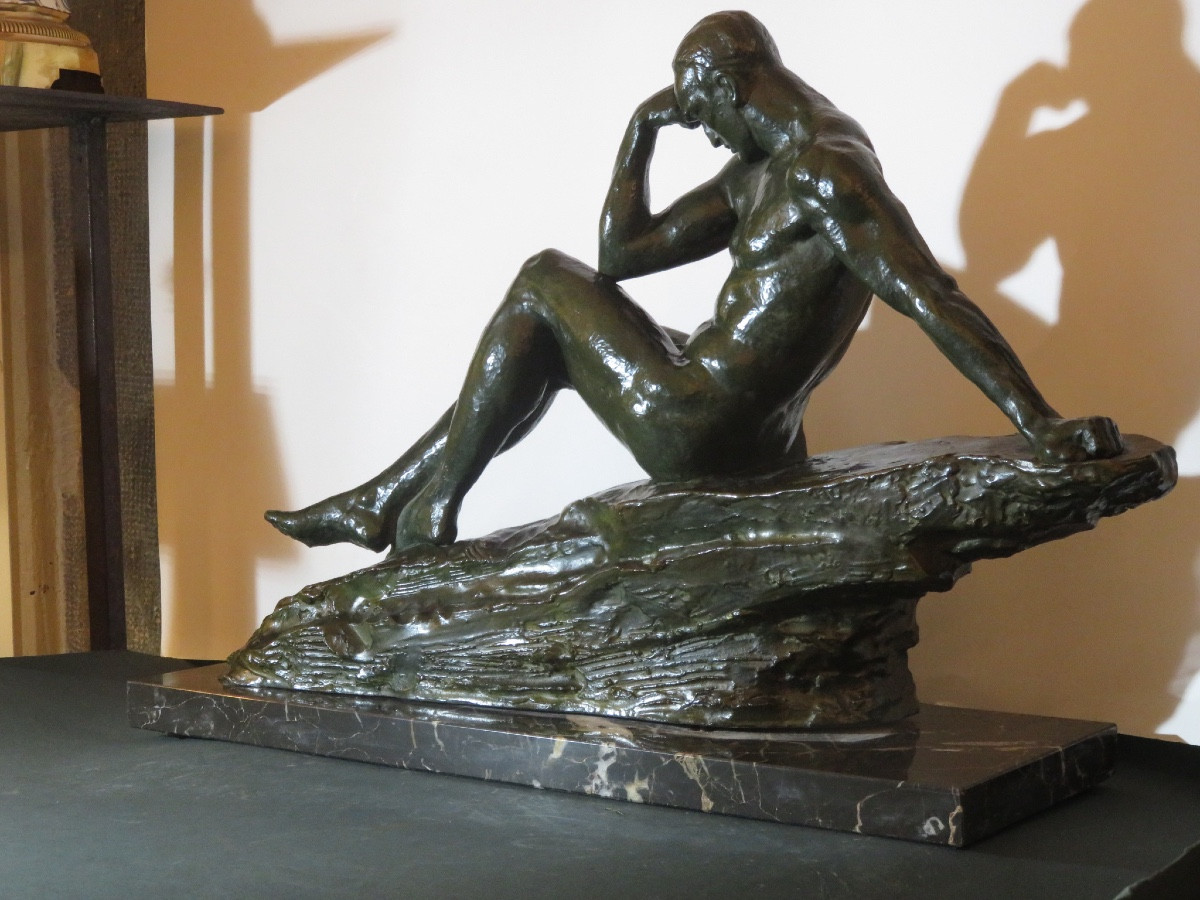 Bronze Sculpture "the Thinker" Signed Le Faguays (1892-1962) Foundry Stamp Ln.paris Jl-photo-8