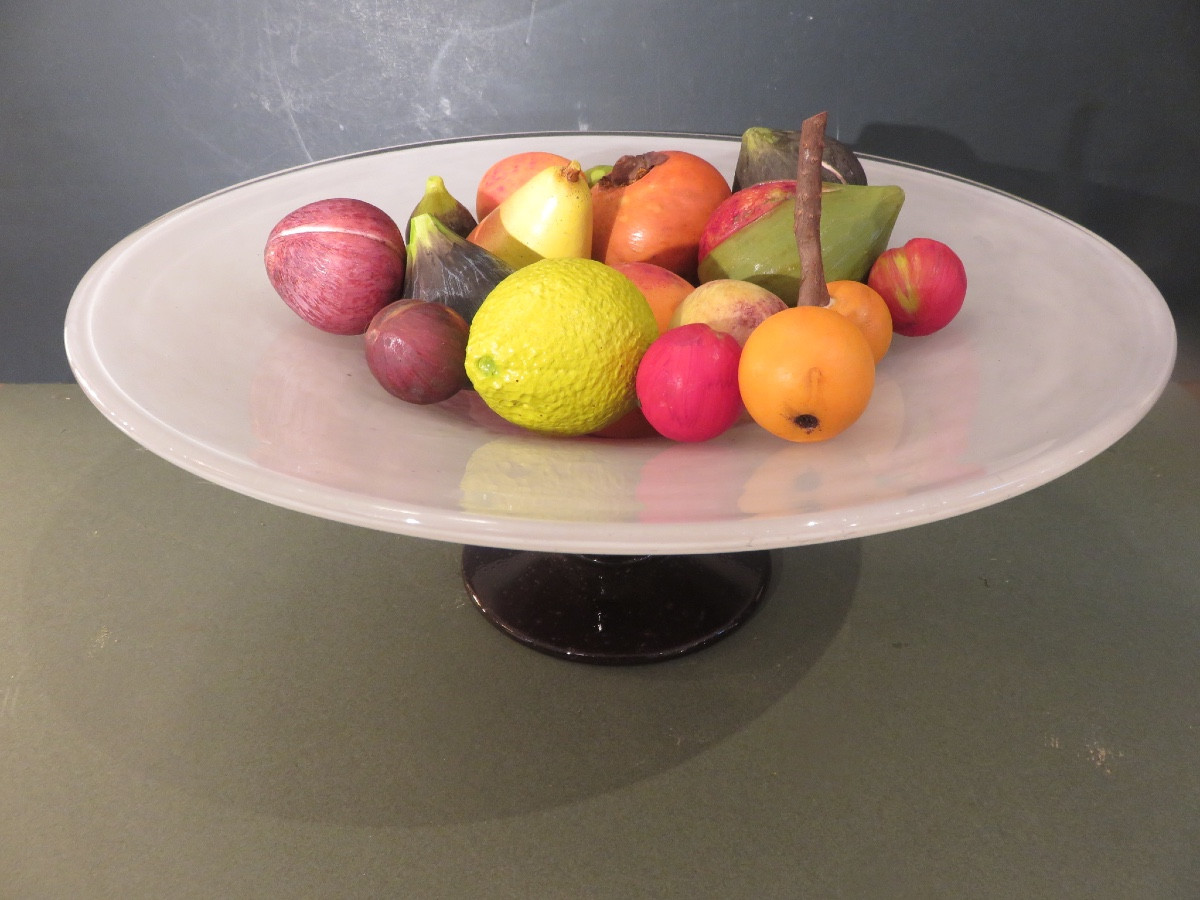 18 fruits en marbre polychrome , peint au naturel , époque XIX ème -photo-8