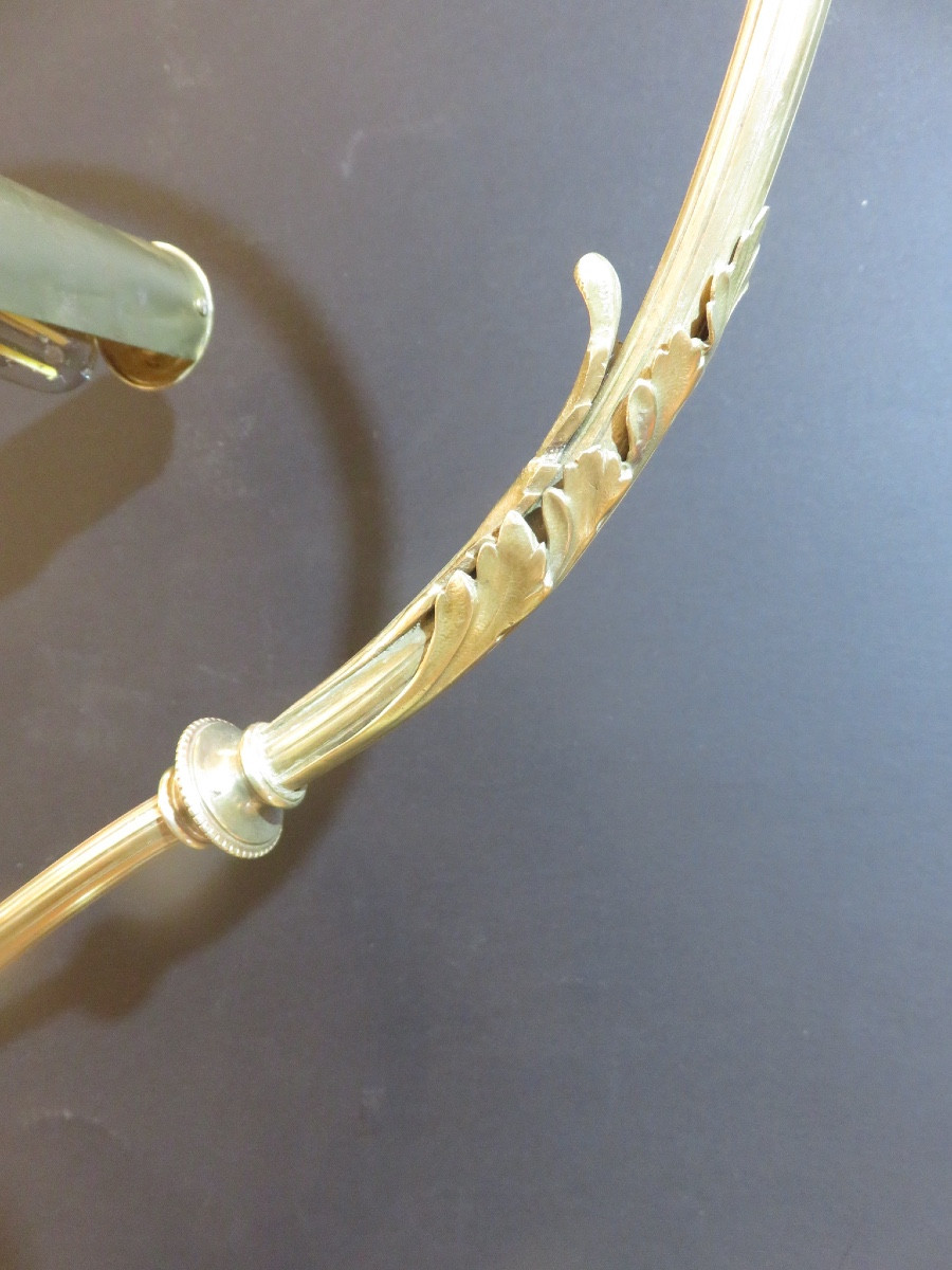 Art Nouveau Period Lamp, Height 53 Cm, Desk Or Piano Lamp In Bronze And Brass -photo-2