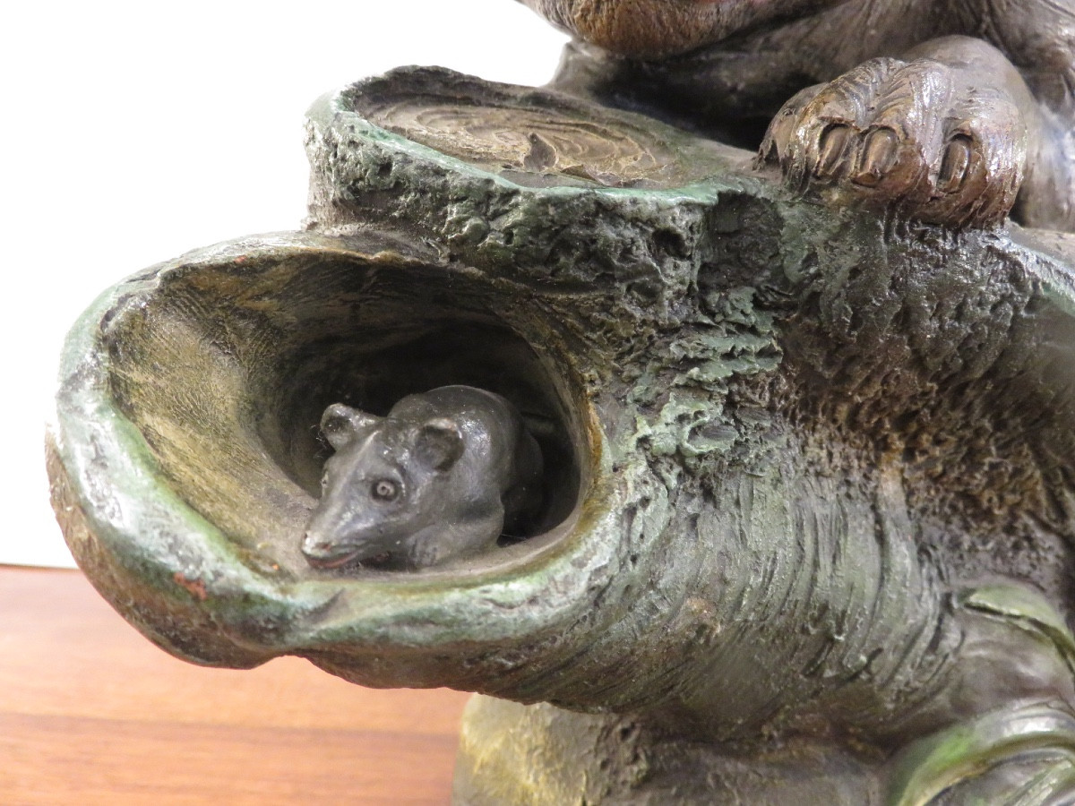 Sculpture Of A Cat And A Mouse, In Glazed Terracotta, Signed F. Foucher, Circa 1900-photo-3