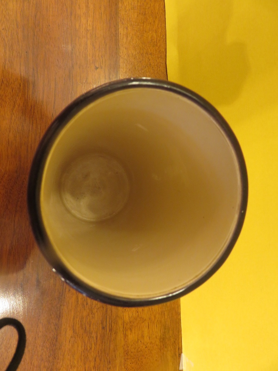 Vase rouleau en émaux polychrome de Longwy , décor de fleurs , hauteur 20 cm parfait état -photo-6