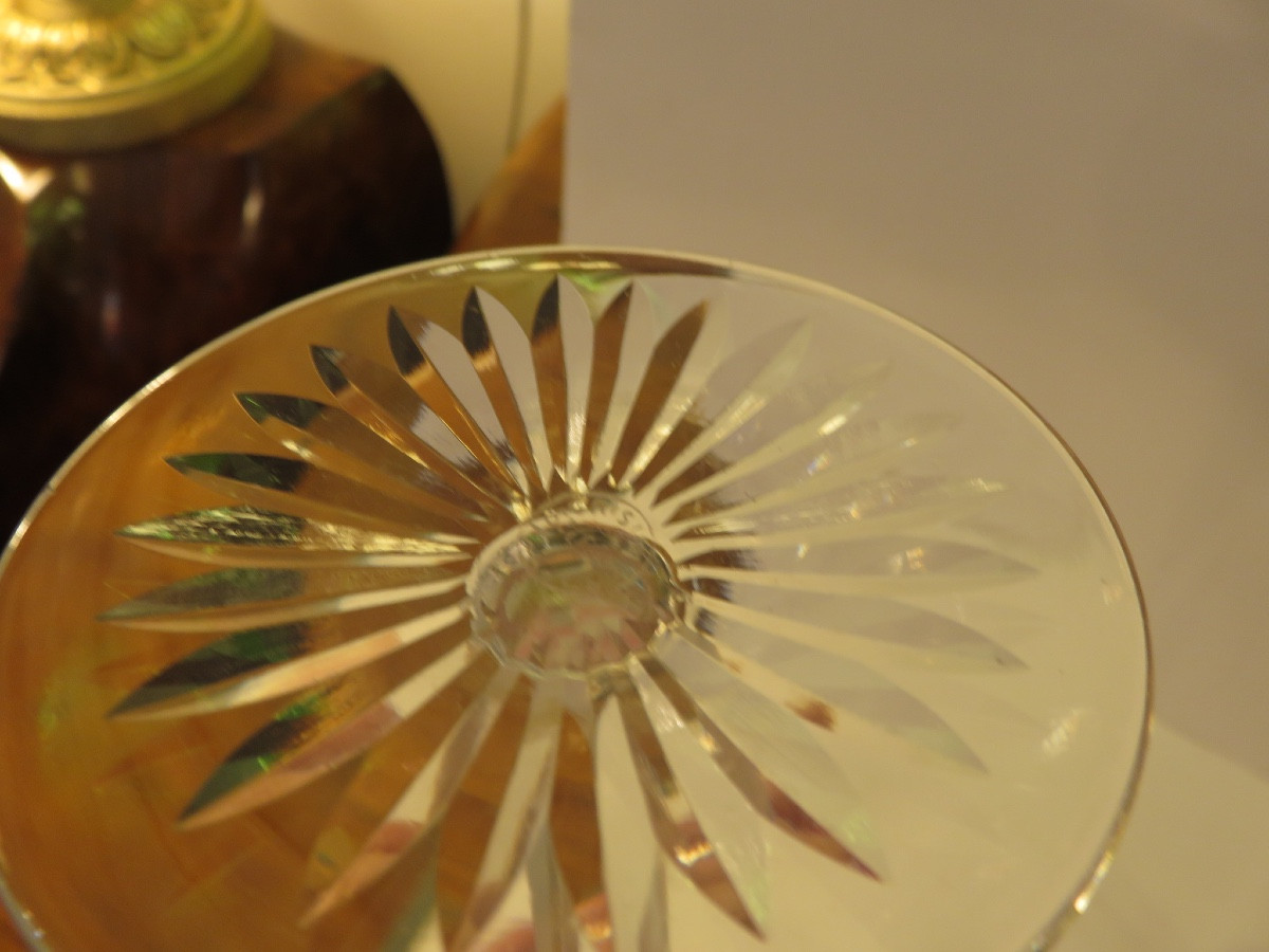 9 Colored Crystal Glasses From Saint Louis Factory , Riesling Pattern-photo-5