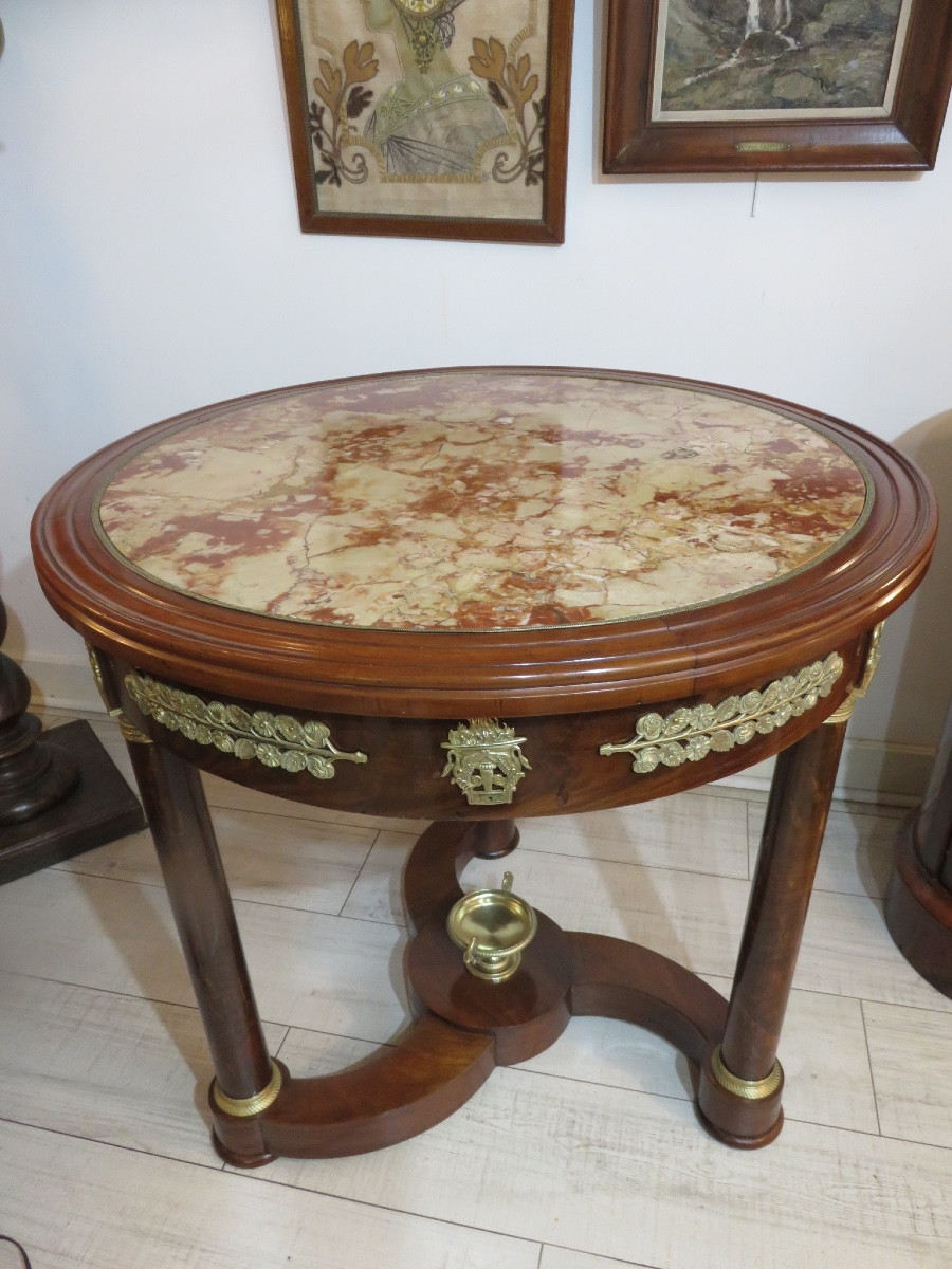 Guéridon de style Empire en acajou  , fin XIX ème