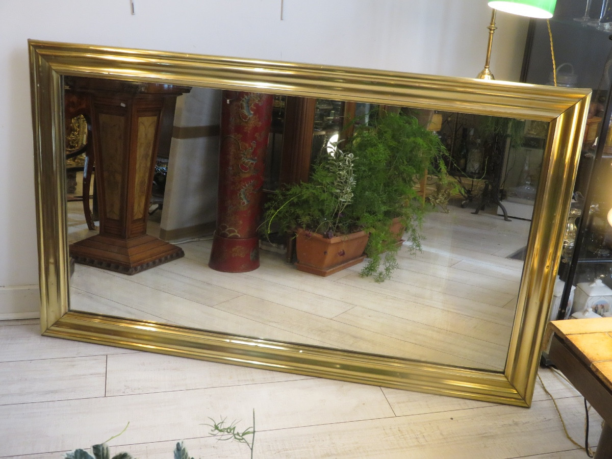 Miroir en laiton dit miroir de bistrot milieu du XIX ème-photo-2