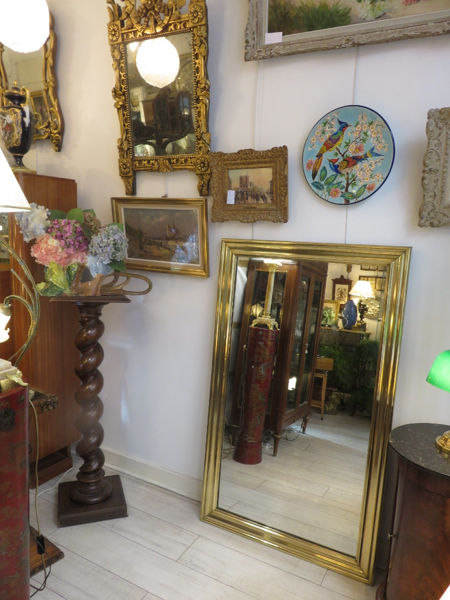 Miroir en laiton dit miroir de bistrot milieu du XIX ème-photo-3