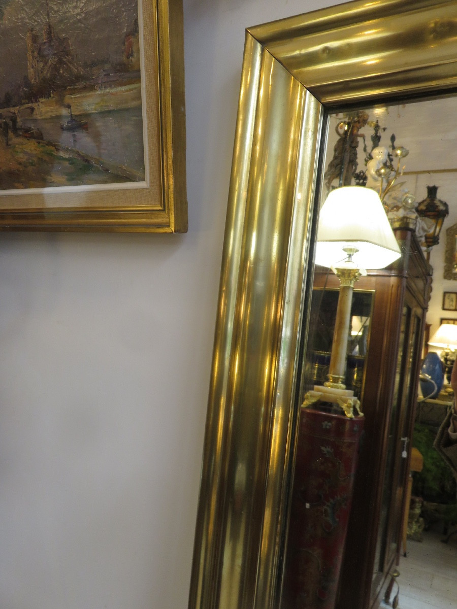 Miroir en laiton dit miroir de bistrot milieu du XIX ème-photo-2