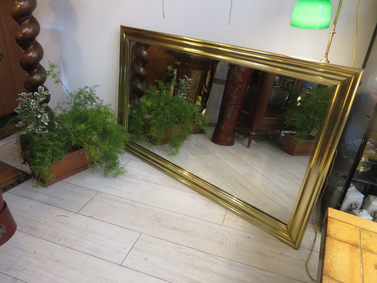 Miroir en laiton dit miroir de bistrot milieu du XIX ème-photo-4