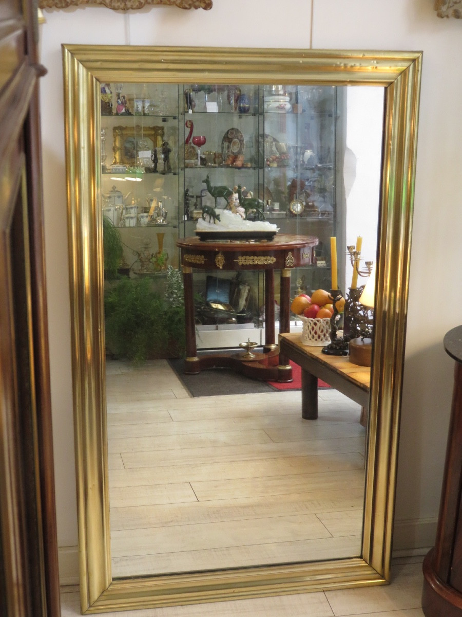 Miroir en laiton dit miroir de bistrot milieu du XIX ème-photo-5