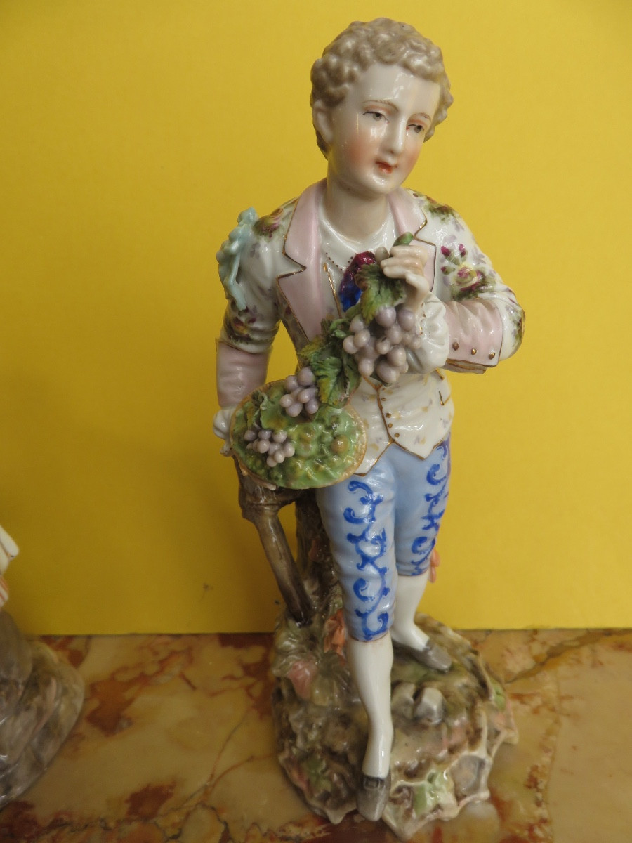 Paire de sujets en porcelaine allemande ( Rudolstadt- Volkstedt ) fin XIX ème début XX ème-photo-2