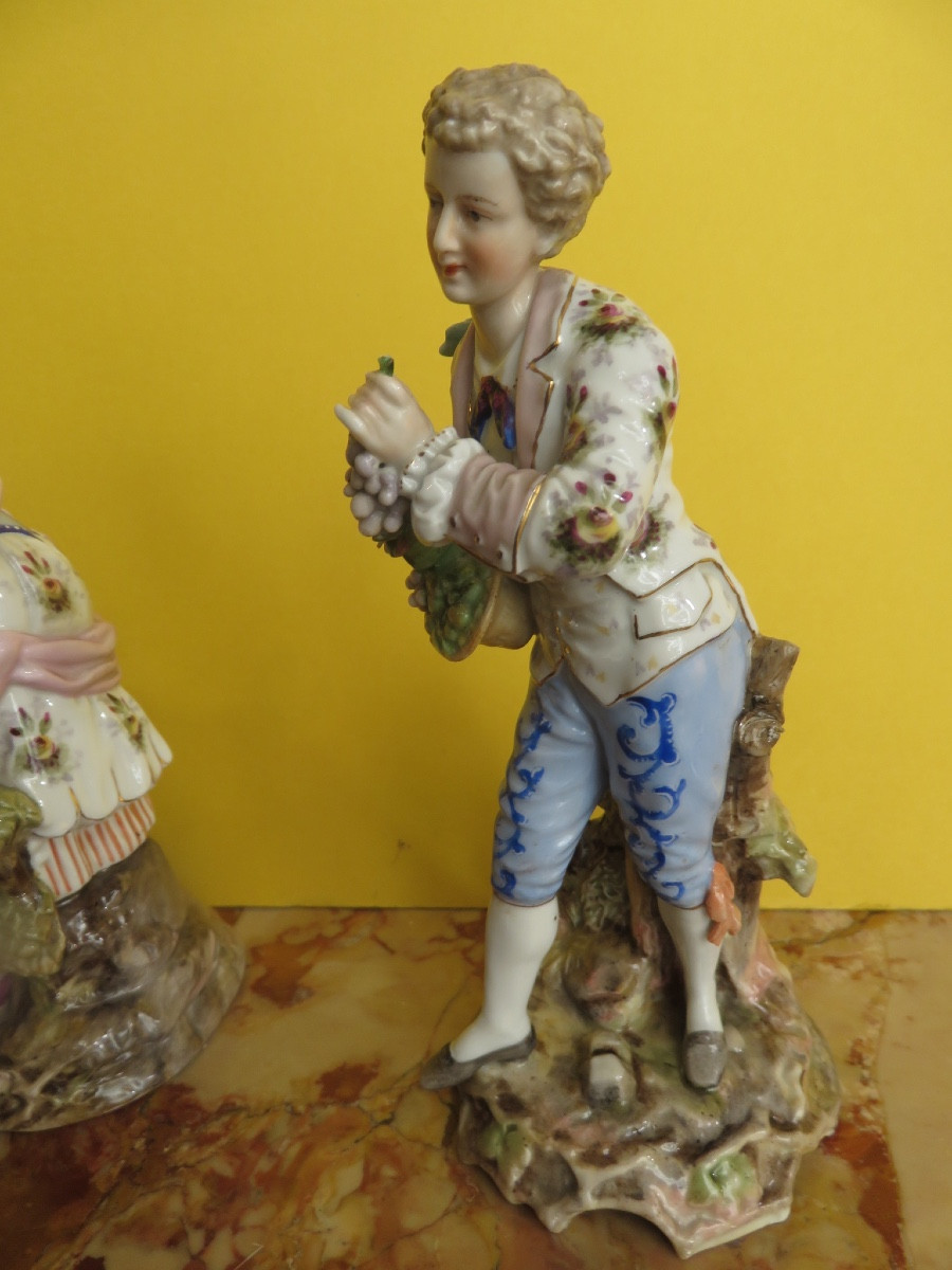 Paire de sujets en porcelaine allemande ( Rudolstadt- Volkstedt ) fin XIX ème début XX ème-photo-6