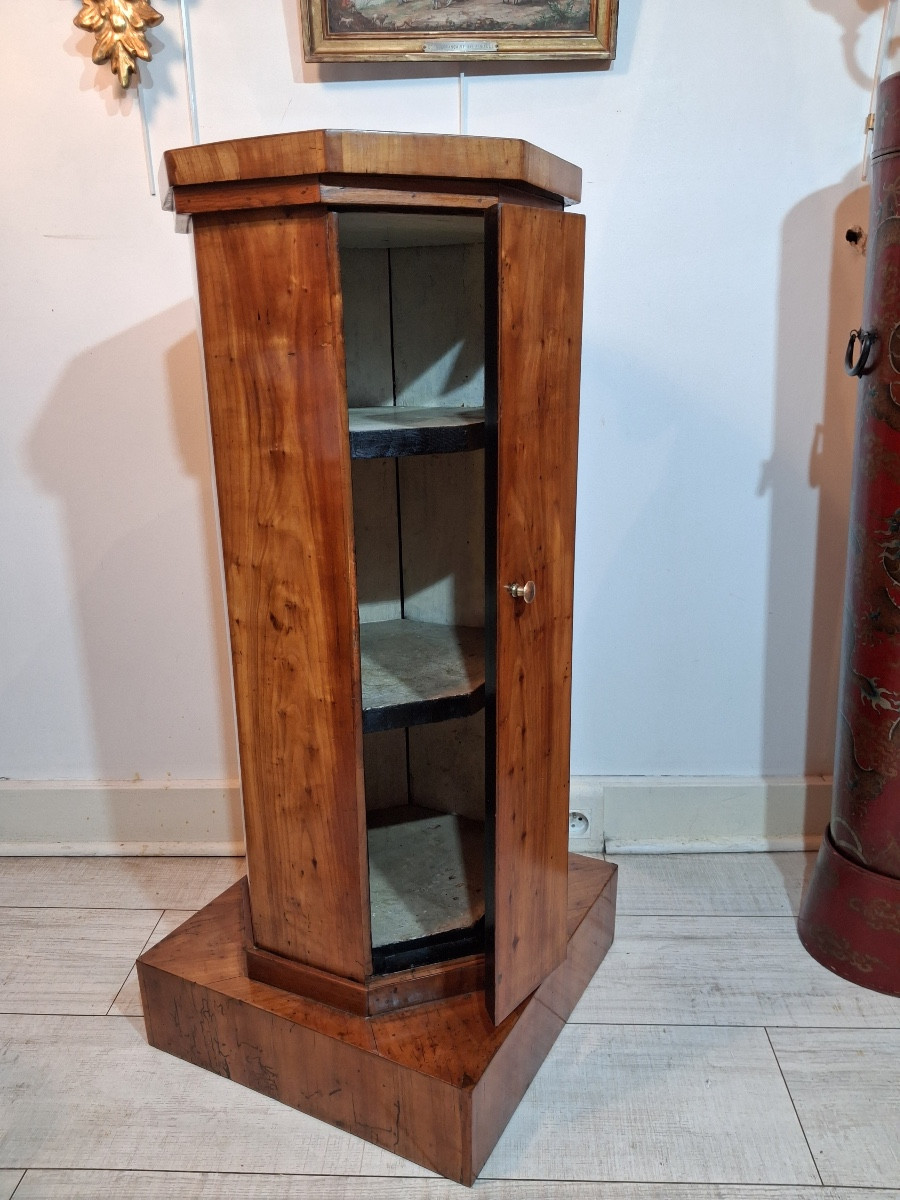 Column, Occasional Piece Of Furniture, With Cherry Wood Door, With Chamfered Corners, Late 19th Century -photo-2