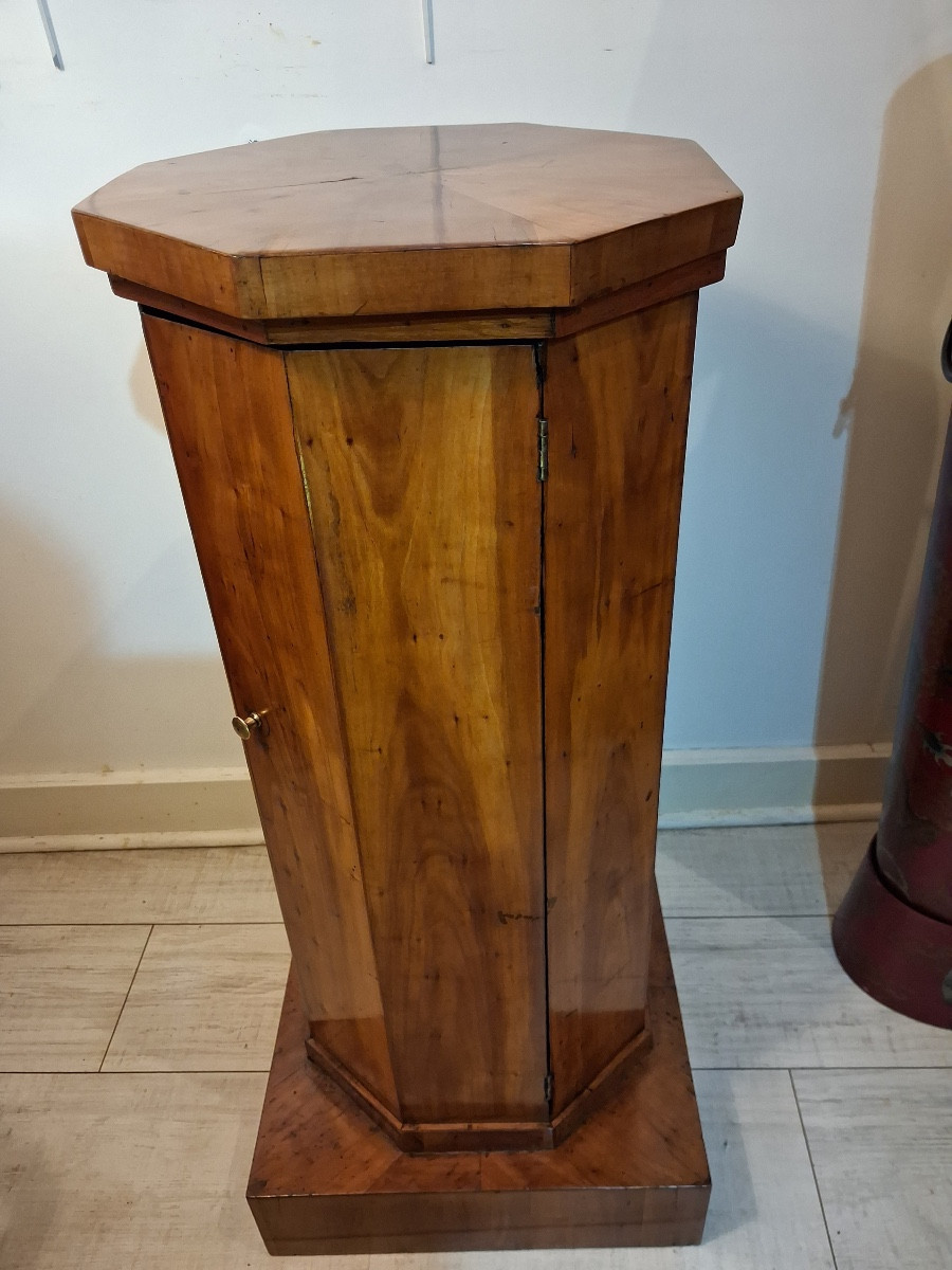 Column, Occasional Piece Of Furniture, With Cherry Wood Door, With Chamfered Corners, Late 19th Century -photo-4