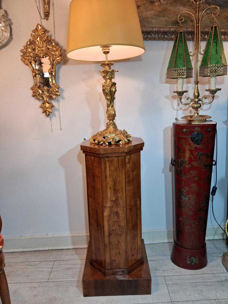 Column, Occasional Piece Of Furniture, With Cherry Wood Door, With Chamfered Corners, Late 19th Century -photo-2