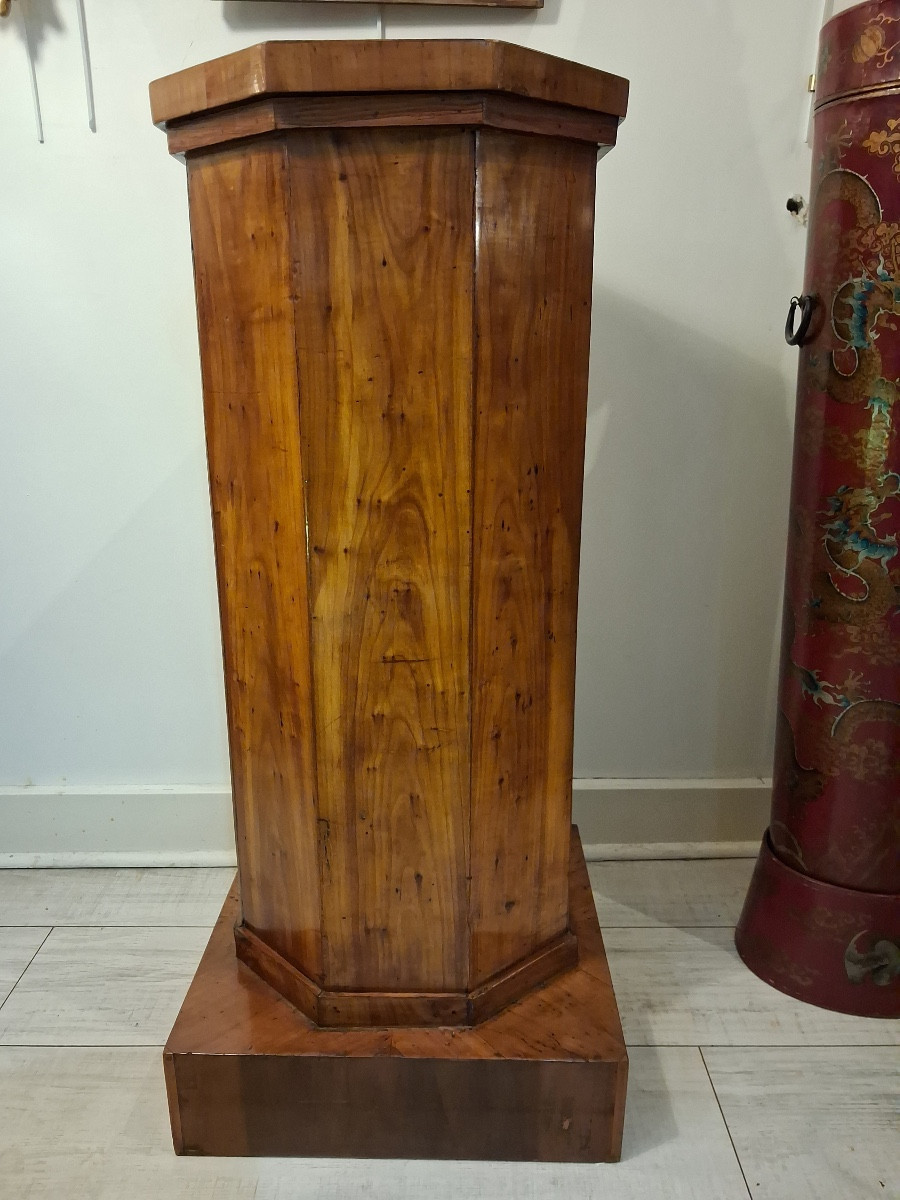 Column, Occasional Piece Of Furniture, With Cherry Wood Door, With Chamfered Corners, Late 19th Century -photo-3