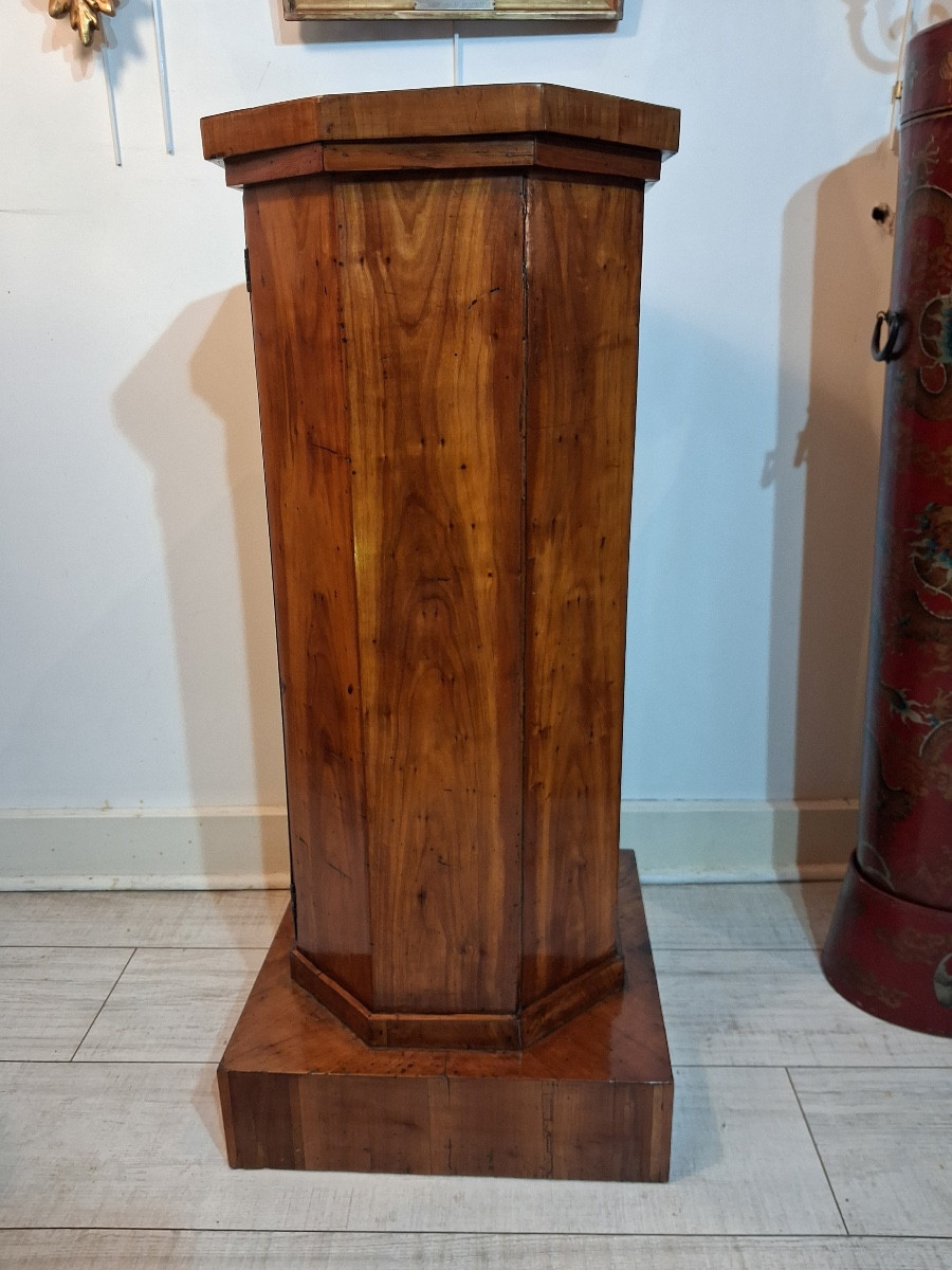 Column, Occasional Piece Of Furniture, With Cherry Wood Door, With Chamfered Corners, Late 19th Century -photo-7