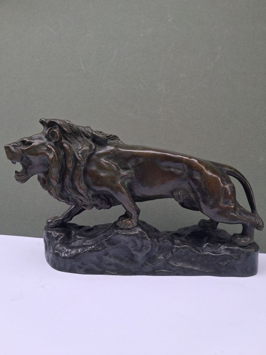 Bronze Signed By Thomas François Cartier (1879-1936) Roaring Lion -photo-4