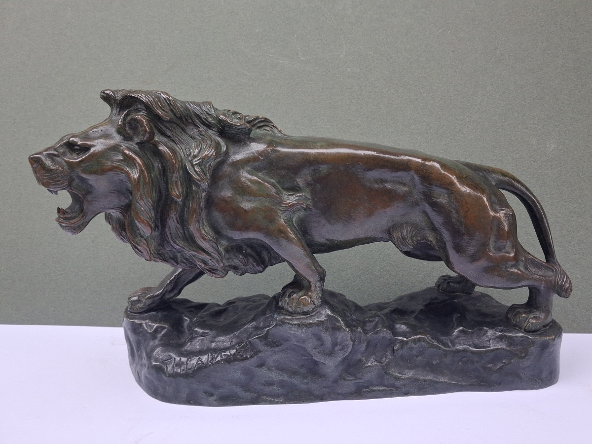 Bronze Signed By Thomas François Cartier (1879-1936) Roaring Lion -photo-8
