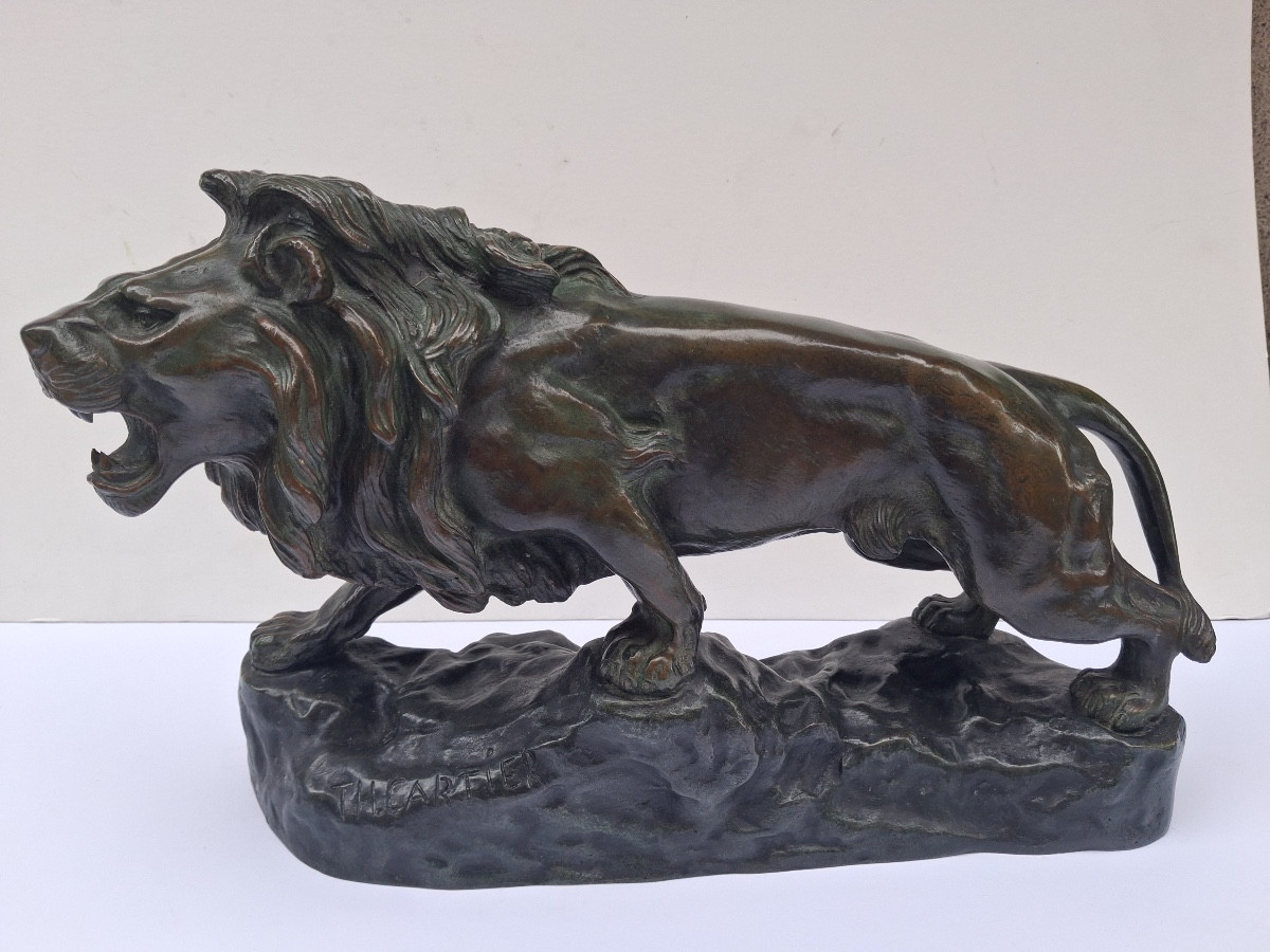 Bronze Signed By Thomas François Cartier (1879-1936) Roaring Lion 