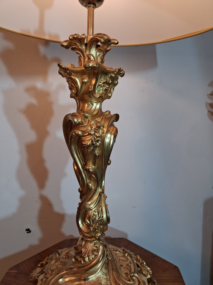 flambeau , bougeoir ,en bronze doré , ( HT: 52 cm) dans le goût de Meissonnier  XIX ème -photo-4