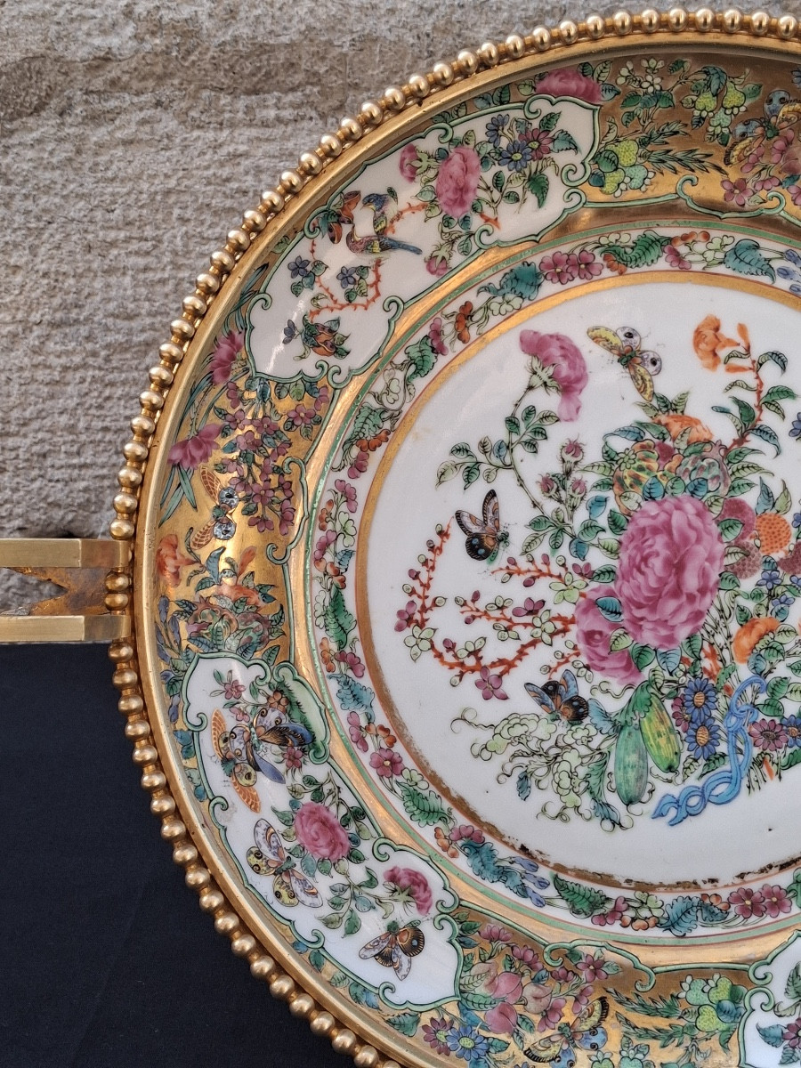 Chinese Porcelain Cup Mounted On Gilt Bronze, 19th Century -photo-2